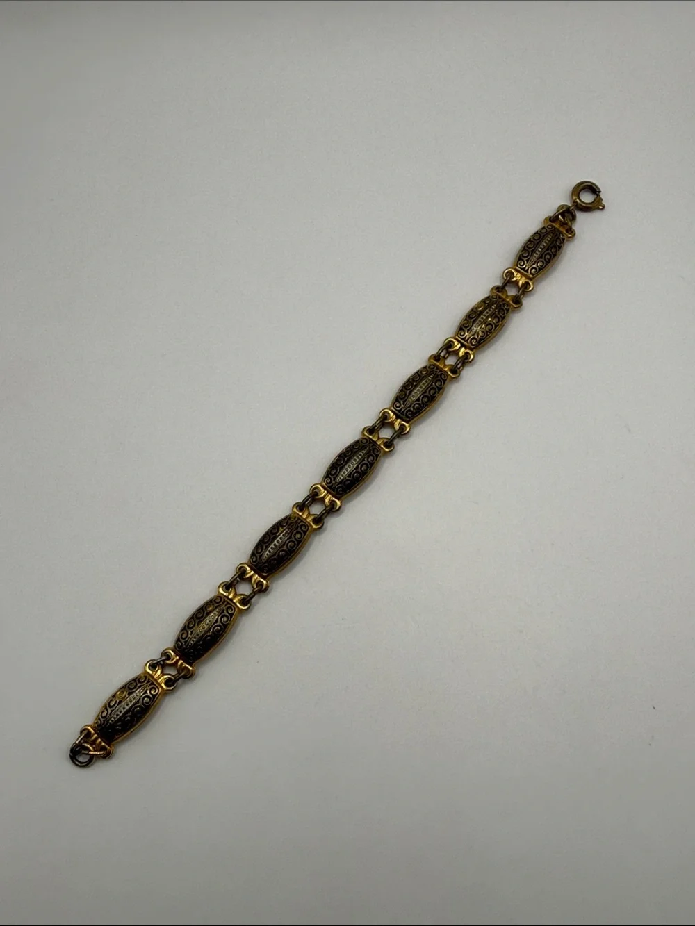 Vintage Gold Tone Chain Link Bangle Cuff Statement Bracelet